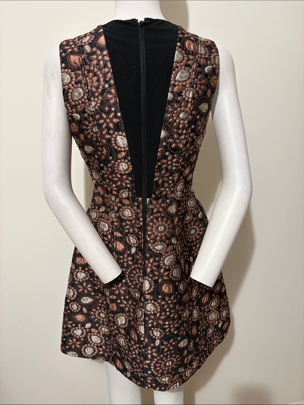 Alice + Olivia Pacey Embellished Lantern Dress Black Metallic Size 4 - Picture 9 of 14